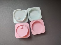 Pot carré portable en plastique PP mat pour crème pour les yeux cosmétique, couleur pastel bleu rose Tosca, 10 g