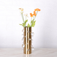 Vase à fleurs de sol en laiton de luxe, perles de cristal, fait main, design moderne, couleurs personnalisables, haute qualité, pour la maison et les mariages