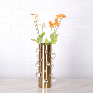 Luxury Brass Floor Flower Vase <b>Crystal</b> Beads Handmade Eco-friendly Modern Design Customizable Colors High Quality Home Decor - Product Image 5