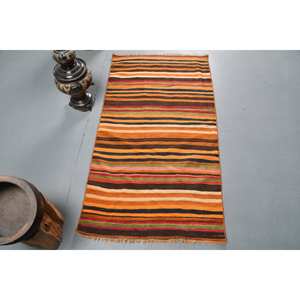 พรมขน2.5x4.9ft สีส้มน้ำตาลแบบทันสมัยดีไซน์ปะต่อทรงสี่เหลี่ยมผืนผ้าแนววินเทจสไตล์ตุรกีใช้ในห้องนอน - Product Image 1