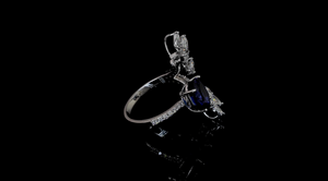 Pear Cut Lab Grown Diamond <b>Ring</b> with Brilliant Side Stones Solid Gold <b>Rhodium</b> Plated | Luxury Gift Party <b>Ring</b> for Women - Product Image 4