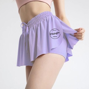 <b>Low</b> Moq Ladies Gym Workout Shorts Custom Wholesale Fashion Nylon Spandex Plain Two Piece Yoga Shorts for Women - Product Image 5