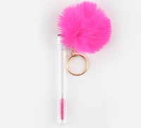 Tube de brosses réutilisables pour nettoyage des cils, baguettes mascara, boule en fausse fourrure, porte-clés, outil et accessoires