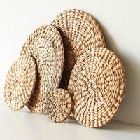 Set de table en jacinthe d'eau, tressé à la main, en fibre écologique, avec sous-plat décoratif