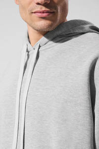 Vente en gros Sweat à capuche athlétique gris chiné surdimensionné avec logo personnalisé pour hommes Ensemble sweat à capuche et jogging en coton éponge mélangé doux pour hommes - Product Image 3