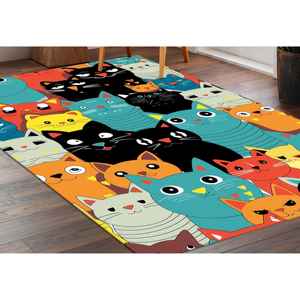 Alfombras Abstractas con Gatos, Alfombras Artísticas, Alfombra Colorida con Gatos, Alfombra de Animales, Alfombra de Terciopelo - Product Image 2