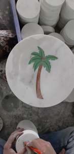 ถาดรองแก้วหินอ่อนฝังโลหะทำด้วยมือสำหรับเสื่อถ้วยชาและแผ่นรองแก้วหินอ่อนรูปทรงสี่เหลี่ยมสำหรับบ้านโรงแรมใช้ - Product Image 5