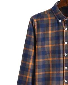 Manufacturer Custom <b>Mens</b> Navy <b>Brown</b> Check Flannel <b>Shirt</b> Button Down Long Sleeve Casual Plaid <b>Shirt</b> Chest Pocket Soft Warm Wear - Product Image 3