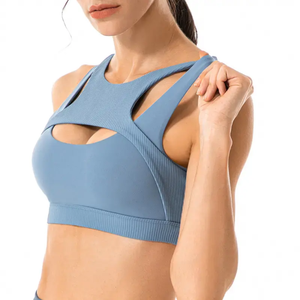 Sujetador deportivo de Yoga para mujer de tela acanalada sin costuras de diseñador de alta calidad, ropa deportiva para gimnasio, ropa de entrenamiento, sujetadores para mujer - Product Image 1
