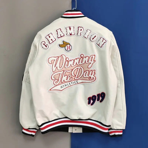 Patchwork OEM Logo personnalisé Chenille Broderie Écusson Vintage Baseball Bomber Letterman Varsity Veste pour hommes - Product Image 3