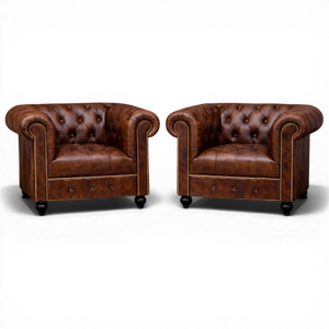 Sofá Chesterfield de Cuero Buffalo |   Asientos para Apartamentos de Hotel de Lujo Industriales |   Muebles B2B de Estilo Premium Hechos a Mano con Técnica Tufted Vintage - Product Image 5