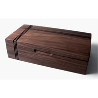 Boîte à thé en bois rectangulaire, boîte à bijoux, fabrication artisanale, finition noyer foncé de haute qualité, fermeture à clé carrée, style classique, boîte de rangement pour la maison