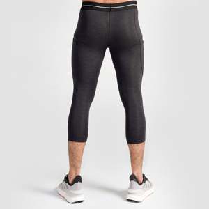GA <b>Compression</b> 3/4 Pants (Charcoal) Slim Fit Seamless Polyester & Spandex Printed Pattern Workout Training Gym Use Logo Waist - Product Image 2