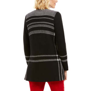 Cardigan Floreale da Donna Charter Club con Bottoni Decorativi a Quadri, Lungo e Casual per Tutte le Stagioni - Nero Taglia XX-Large - Product Image 2