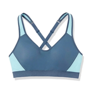 Women Sports <b>Bra</b> V-Neck Crisscross Straps Color Blocking Medium Support Breathable Yoga Activewear Seamless Spandex Polyester - Product Image 1
