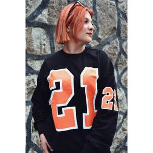 Felpa Unisex Oversize con collo rotondo nero 21 dettagli