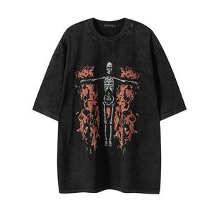 เสื้อยืดคอกลมสำหรับผู้ชายแบบคลาสสิกผ้าฝ้าย100% พิมพ์ลายย้อมสีล้วนสำหรับฤดูร้อนฤดูใบไม้ร่วงมีให้เลือกหลายสี - Product Image 1