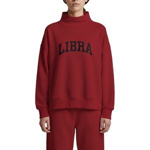 Women's New Fashion Customizable <b>Sweatshirt</b> Comfortable Solid Color Fleece Mockneck <b>Long</b> Sleeve Pullover Breathable Front - Product Image 1