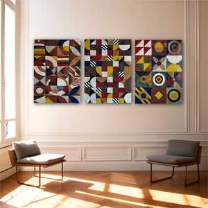 Mosaïque de pierre artisanale d'art mural abstrait géométrique luxueux pour des décors élégants - Product Image 1