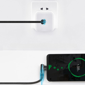 Cable de carga rápida en forma de L, tipo C a tipo C, de nailon trenzado, de 5 pies, para teléfonos celulares y dispositivos. - Product Image 6