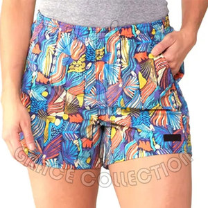 Pantalones cortos con abertura lateral en contraste con cordón, pantalones cortos femeninos de Cintura elástica de Algodón 100% con etiqueta privada - Product Image 2