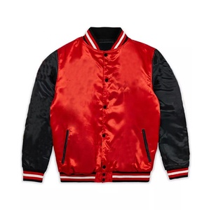 OEM personalizado hombres bordado satén poliéster liso teñido Letterman Varsity chaqueta de gran tamaño CollegeBaseballjacket para hombres - Product Image 1