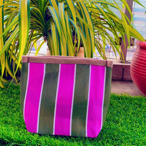 Bolsas de cosméticos de nailon reciclado tejido respetuoso con el medio ambiente a rayas, organizador de artículos de tocador reutilizable de uso diario, bolsas de compras personalizadas - Product Image 1