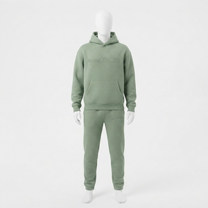 Ensemble de survêtement vert sauge pour femme : sweat à capuche et pantalon de jogging assorti, tenue décontractée et sportswear - Product Image 3