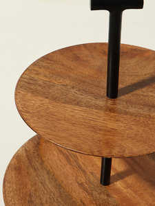 Venta caliente Soportes de pastel de madera de acacia para pasteles de boda Servidor de madera redondo Exhibición de magdalenas Bandeja de exhibición de magdalenas Soporte de pastel de boda - Product Image 3