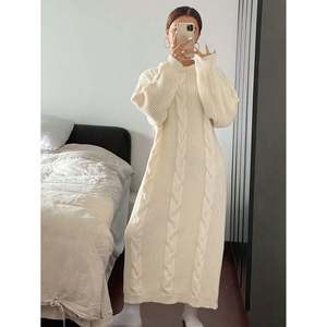 Vestido Maxi Holgado de Manga Larga para Mujer, Tejido Suave de Mezcla de Viscosa con Cintura Holgada - Product Image 4