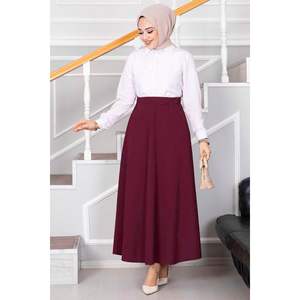 Mevlana Long Hijab <b>Skirt</b> in Wine Color - Product Image 4