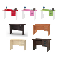 Bureau de direction au design contemporain, table d'étude en bois avec tiroirs et étagère pour hôtel, couleurs personnalisables pour enfants