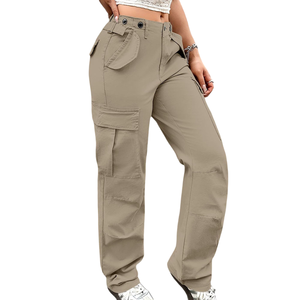 กางเกงคาร์โก้สตรีทแฟชั่นสำหรับผู้หญิงกางเกงคาร์โก้ระบายอากาศได้ดีสีพื้นตามสั่ง - Product Image 5