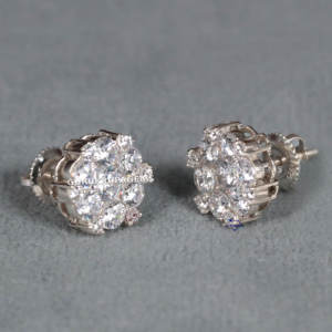 เครื่องประดับที่มีสไตล์เรียบง่าย14 KT สีขาวทองไร้ที่ติต่างหูประดับเพชรที่ใส่ได้ทุกวันพร้อมความชัดเจนของ VVS ที่เพิ่มขึ้น - Product Image 3