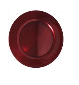 Assiette chargeur en métal de couleur rouge foncé forme ronde minimaliste occidentale pour Table à manger vaisselle plats et assiettes - Product Image 1