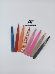 Pince à épiler à sourcils 8 pièces en acier inoxydable solide couleurs enduites de poudre pince à épiler professionnelle à pointe pointue carrée inclinée - Product Image 6