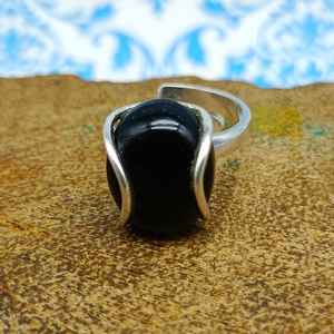 Design bohème bijoux fins élégant véritable Onyx noir forme ovale bague en pierre à la main 925 bagues en argent Sterling - Product Image 2