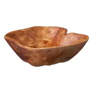 Bol de service en bois, plaques de fruits, bol rond de serveur de salade, vaisselle bols de service de qualité naturelle et durable - Product Image 4