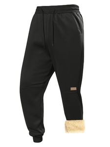 กางเกงกีฬากันหนาวเอวสูงผ้าฟลีซหนาสำหรับผู้ชายกางเกงวอร์มลำลองแนวอบอุ่น - Product Image 5