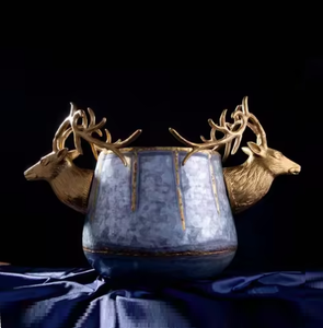<b>Vintage</b> Reindeer Handles Ice <b>Bucket</b> <b>Champagne</b> Holder Unique Design Ice <b>Bucket</b> Durable Quality Handcrafted Bar Decor Supplies - Product Image 1