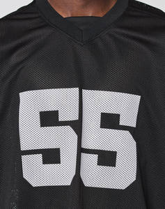 <b>Screen</b> Printed Number <b>Mesh</b> Streetwear Jersey Oversized Boxy Fit 100% Polyester OEM Private Label American Football Jersey - Product Image 4