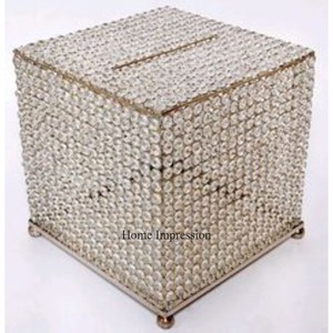 Marco de alambre de metal chapado en oro de alta calidad con aspecto de diseñador único con cajas de tarjetas de invitación de boda con cuentas de cristal acrílico transparente - Product Image 3