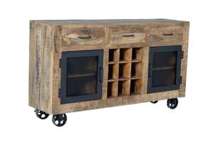 Aparador moderno de madera y hierro con puertas talladas para dormitorio, entrada de Hotel, uso versátil en la sala de estar, Bar en casa - Product Image 2