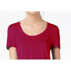 T-shirt da donna Maison Jules rossa con scollo rotondo, in jersey di rayon traspirante, top corto aderente con decorazioni in strass, taglie XS e XXS - Product Image 2
