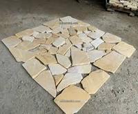 Freestyle Revêtement mural en pierre jaune crème Panneau 3D Tailles aléatoires Carreaux muraux en pierre organique en vrac pour décoration murale Pilier de cheminée
