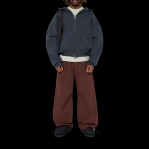 Drop shoulder Hombres Cremallera Sudaderas con capucha Bajo MOQ OEM Sudadera con capucha personalizada Suministro directo de fábrica Hombres Sudaderas con cremallera de alta calidad - Product Image 3