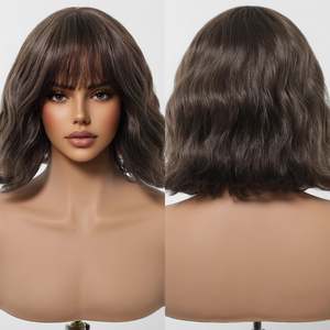 Perruque Synthétique DWY Mignonne, Courte et Droite, Effet Bob avec Frange, Fibre Haute Température, Longueur Étirée 14 Pouces, Très Transparente - Product Image 4