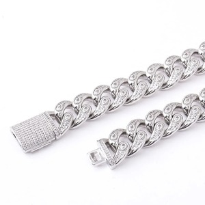 Cadena Cubana de Oro de 14k Personalizada de Joyería Fina, Cadena Cubana de Plata de Ley 925 Ancha de 10 mm, Cadena de Moissanita - Product Image 2