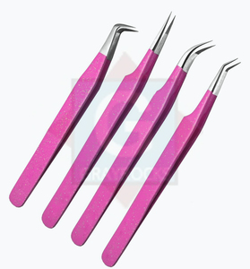 Pince à épiler à prise en fibre d'acier inoxydable avec logo personnalisé en acier inoxydable pince à épiler à 90 degrés pour extension de cils - Product Image 3