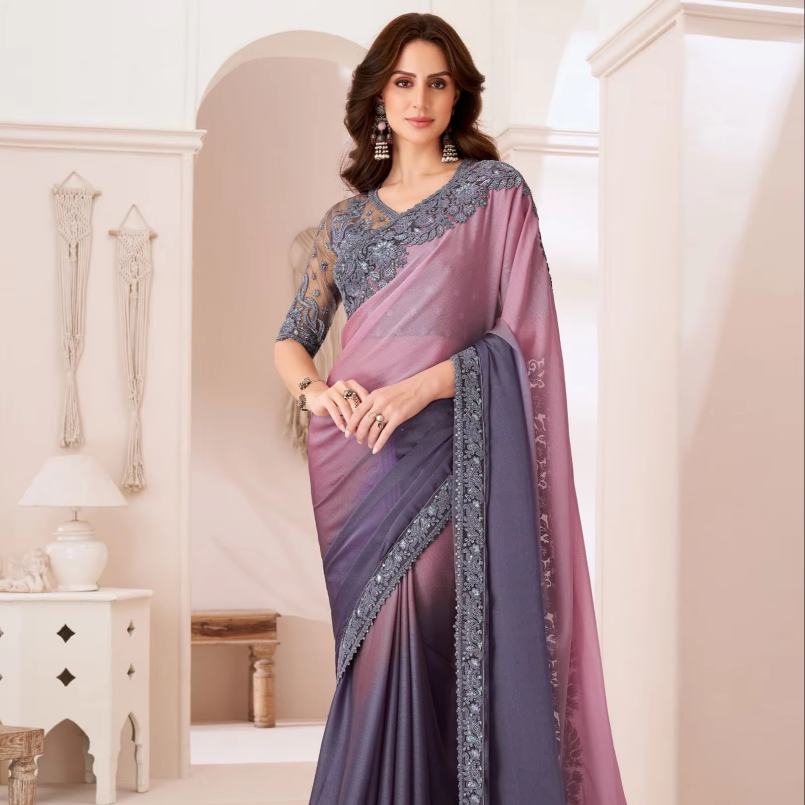 Cotton Saree With Formal Blouse Designs For Sarees Purple Checked